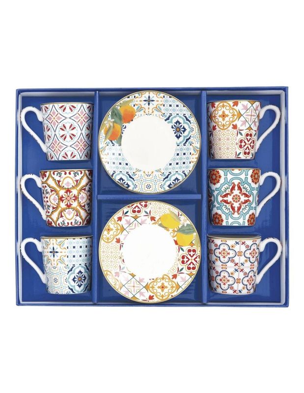 Set 6 tazzine con piattini in porcellana Siracusa Easy Life