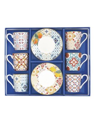 Set 6 tazzine con piattini in porcellana Siracusa Easy Life