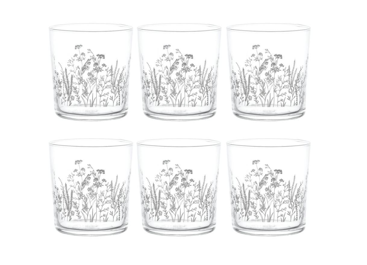 Set 6 bicchieri in vetro temperato cl.35,5 Primavera Simple Day