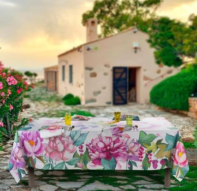 Tovaglia in raso di cotone 180x270 Peonia The Napking