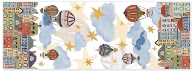 Runner in raso di cotone antimacchia 50x150 Mongolfiere The Napking