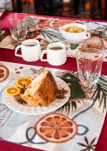 Runner in raso di cotone antimacchia 50x150 Xmas Tea The Napking