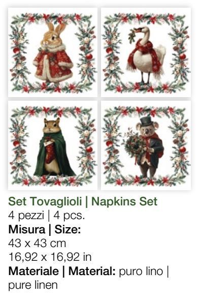 Set 4 tovaglioli in lino 43x43 Xmas Village The Napking Set 4 tovaglioli in lino 43x43 Xmas Village The Napking