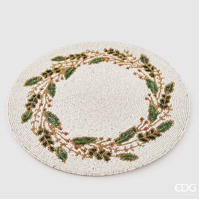 Set 6 sottopiatti agrifoglio perline d.36 Edg Enzo De Gasperi Set 6 sottopiatti agrifoglio perline d.36 Edg Enzo De Gasperi