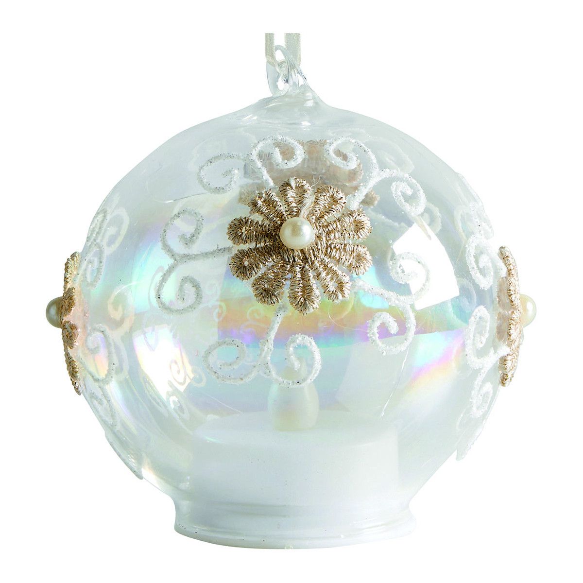 Sfera di Natale fiocco di neve con candela led Mathilde M.