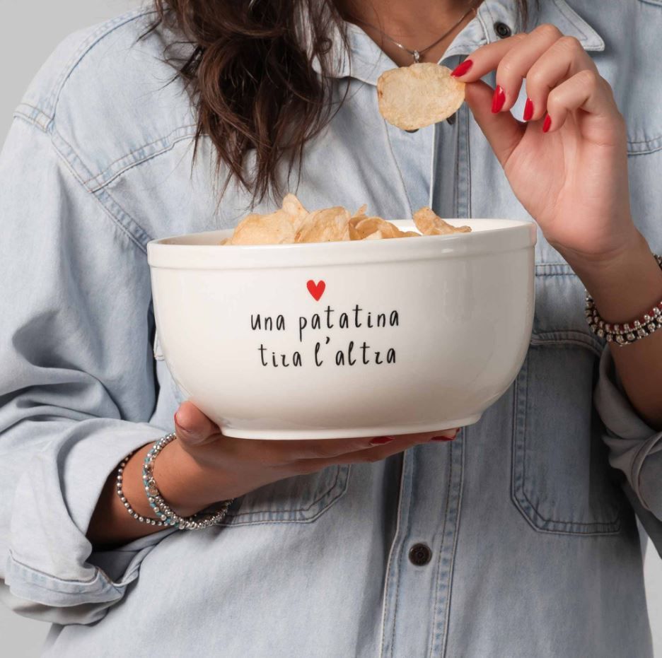 Insalatiera in gres Una Patatina tira l'altra d.20 Simple Day