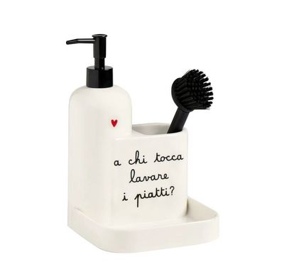 Dosasapone porta accessori in gres A chi tocca lavare i piatti Simple Day Dosasapone porta accessori in gres A chi tocca lavare i piatti Simple Day