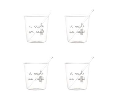 Set 4 bicchierini espresso Ci vuole un Caffè in bianco Simple Day Set 4 bicchierini espresso Ci vuole un Caffè in bianco Simple Day