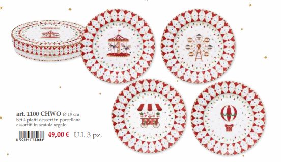 Set 4 piatti dessert in porcellana in color box Christmas Wonderland Easy Life