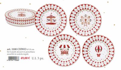 Set 4 piatti dessert in porcellana in color box Christmas Wonderland Easy Life