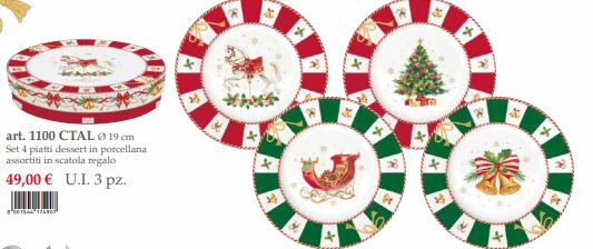 Set 4 piatti dessert in porcellana in color box Christmas Tale Easy Life