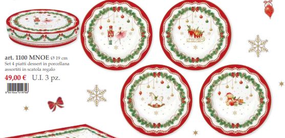 Set 4 piatti dessert in porcellana in color box Magie de Noel Easy Life
