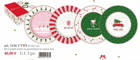 Set 4 piatti dessert in porcellana in color box Christmas Twist Easy Life