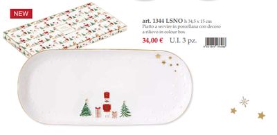 Vassoio in porcellana in color box 15 x 34,5 Let it Snow Easy Life