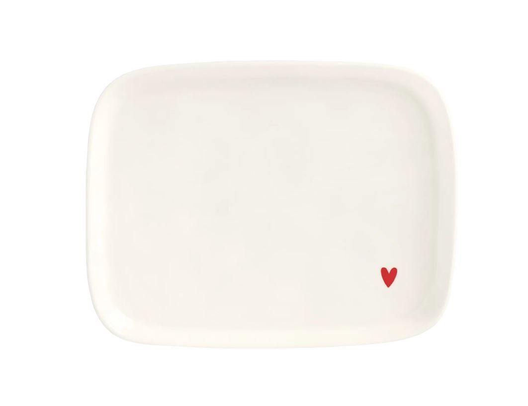 Piatto rettangolare 20x15 in gres Cuore rosso Simple Day