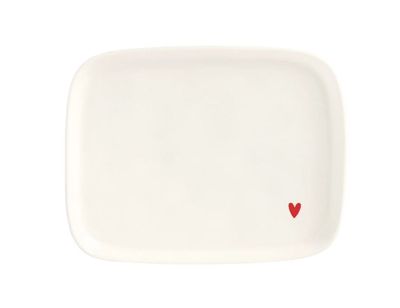 Piatto rettangolare 20x15 in gres Cuore rosso Simple Day Piatto rettangolare 20x15 in gres Cuore rosso Simple Day