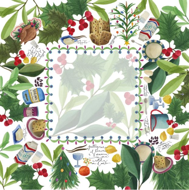 Tovaglia in raso di cotone antimacchia 110x110 Menu di Natale The Napking