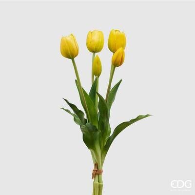 Mazzo tulipani gomm.Olis 5 pz H40 col.giallo Edg Enzo De Gasperi Mazzo tulipani gomm.Olis 5 pz H40 col.giallo Edg Enzo De Gasperi
