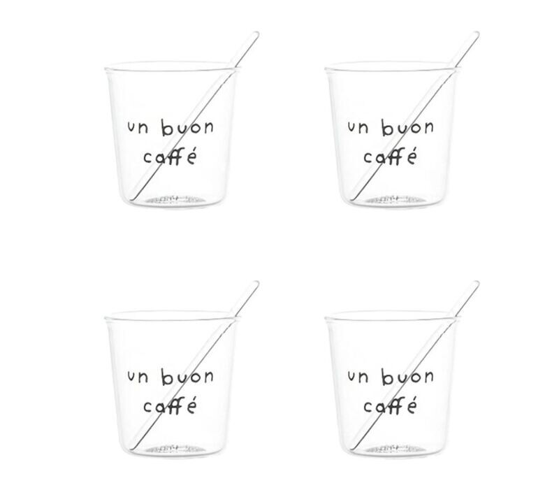 Set 4 bicchierini espresso Un Buon Caffè in nero Simple Day