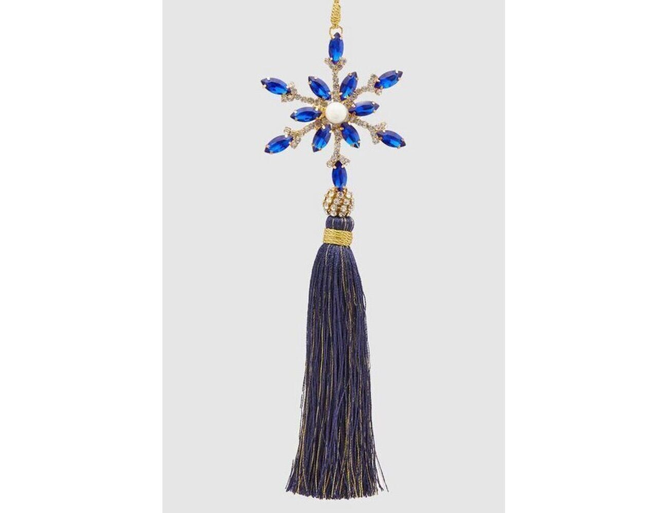 Decoro fiocco neve perla con nappa h.21 col.blu Edg Enzo De Gasperi