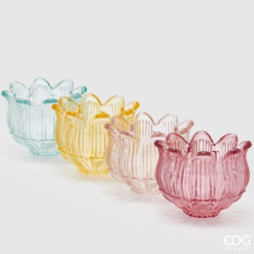 Portacandela vetro Tulip testa h.10 d.12,5 Edg Enzo De Gasperi