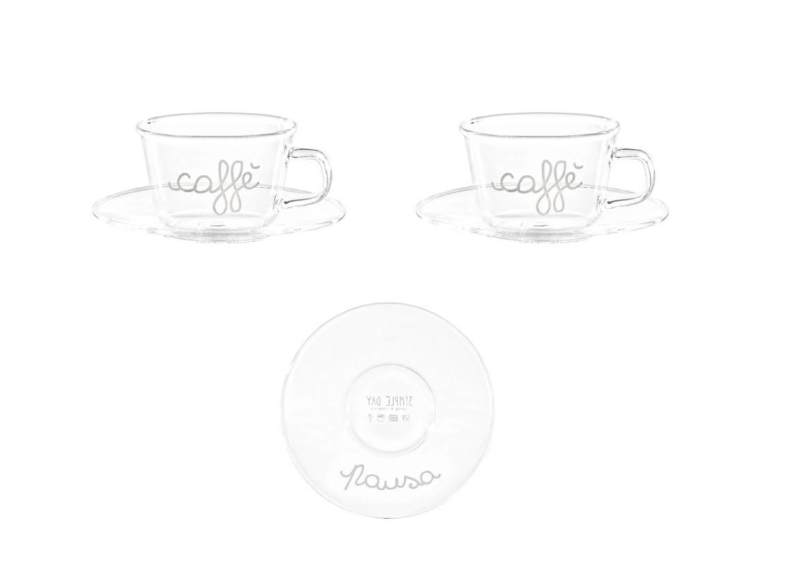Set 2 tazzine espresso Pausa Caffè con piattini Simple Day Set 2 tazzine espresso Pausa Caffè con piattini Simple Day