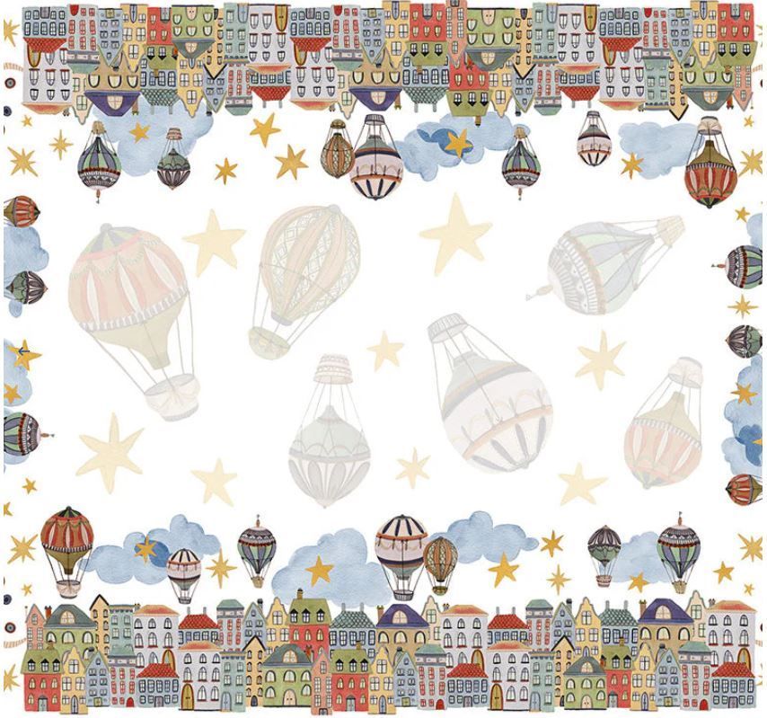 Tovaglia in raso di cotone antimacchia 180x270 Mongolfiere The Napking