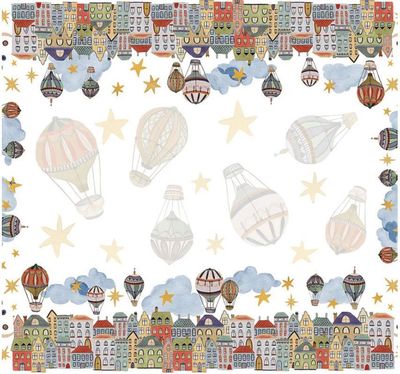 Tovaglia in raso di cotone antimacchia 180x270 Mongolfiere The Napking