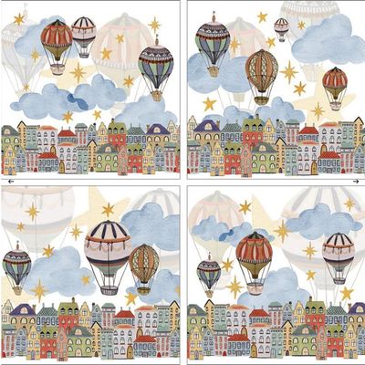 Set 4 tovaglioli in raso di cotone antimacchia Mongolfiere The Napking