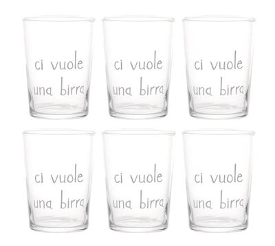 Set 6 bicchieri da birra in vetro Ci vuole una Birra 50cl Simple Day