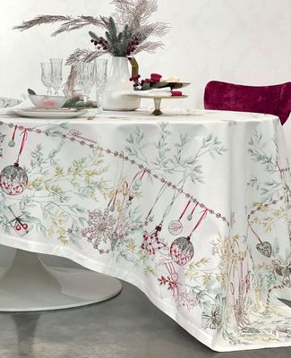 Tovaglia in panama di cotone 170x270 Bianco Natale Blumarine Home Collection