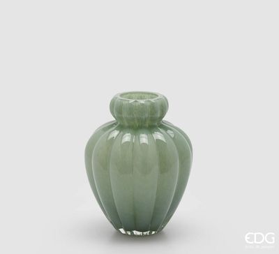 Vaso in vetro h.20 d.16 col.verde Chignon Edg Enzo De Gasperi