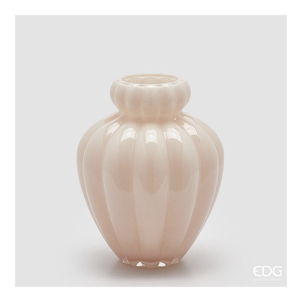 Vaso in vetro h.28 d.22 col.rosa Chignon Edg Enzo De Gasperi