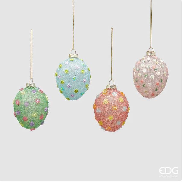 Decoro uovo con fiori da appendere h.8 d.6 Edg Enzo De Gasperi