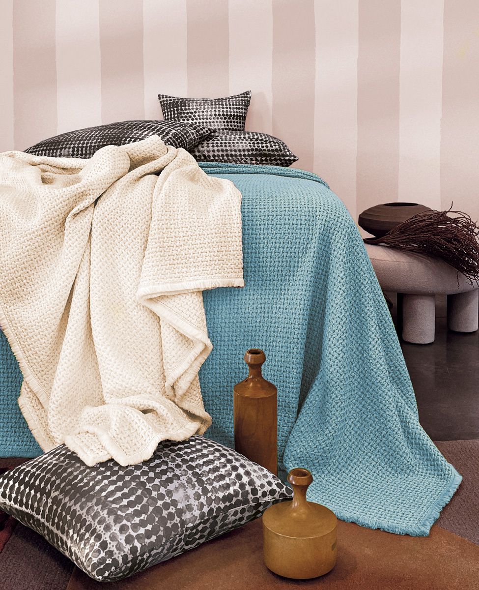 Copriletto liscio matrimoniale in cotone jacquard Cancun Dondi