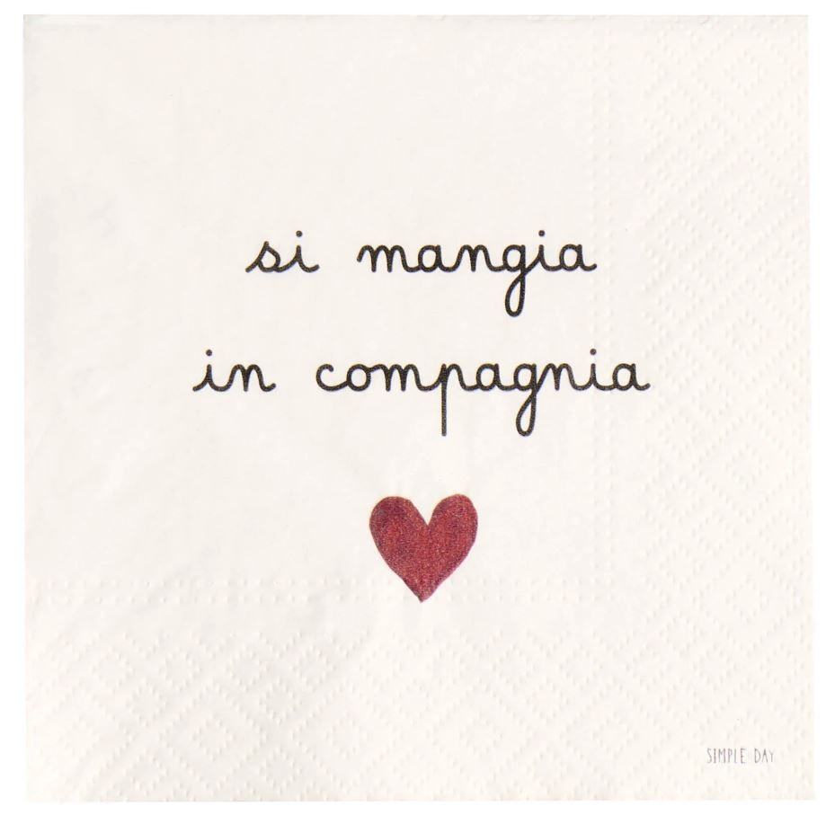 Set 20 tovaglioli carta Si mangia in Compagnia Simple Day Set 20 tovaglioli carta Si mangia in Compagnia Simple Day