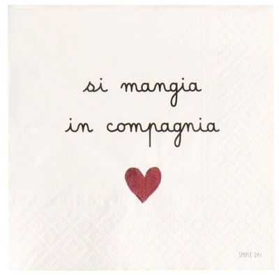Set 20 tovaglioli carta Si mangia in Compagnia Simple Day