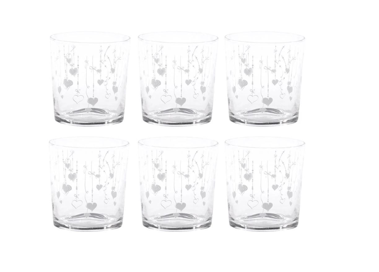 Set 6 bicchieri acqua cl.35,5 Cascata di Cuori Simple Day