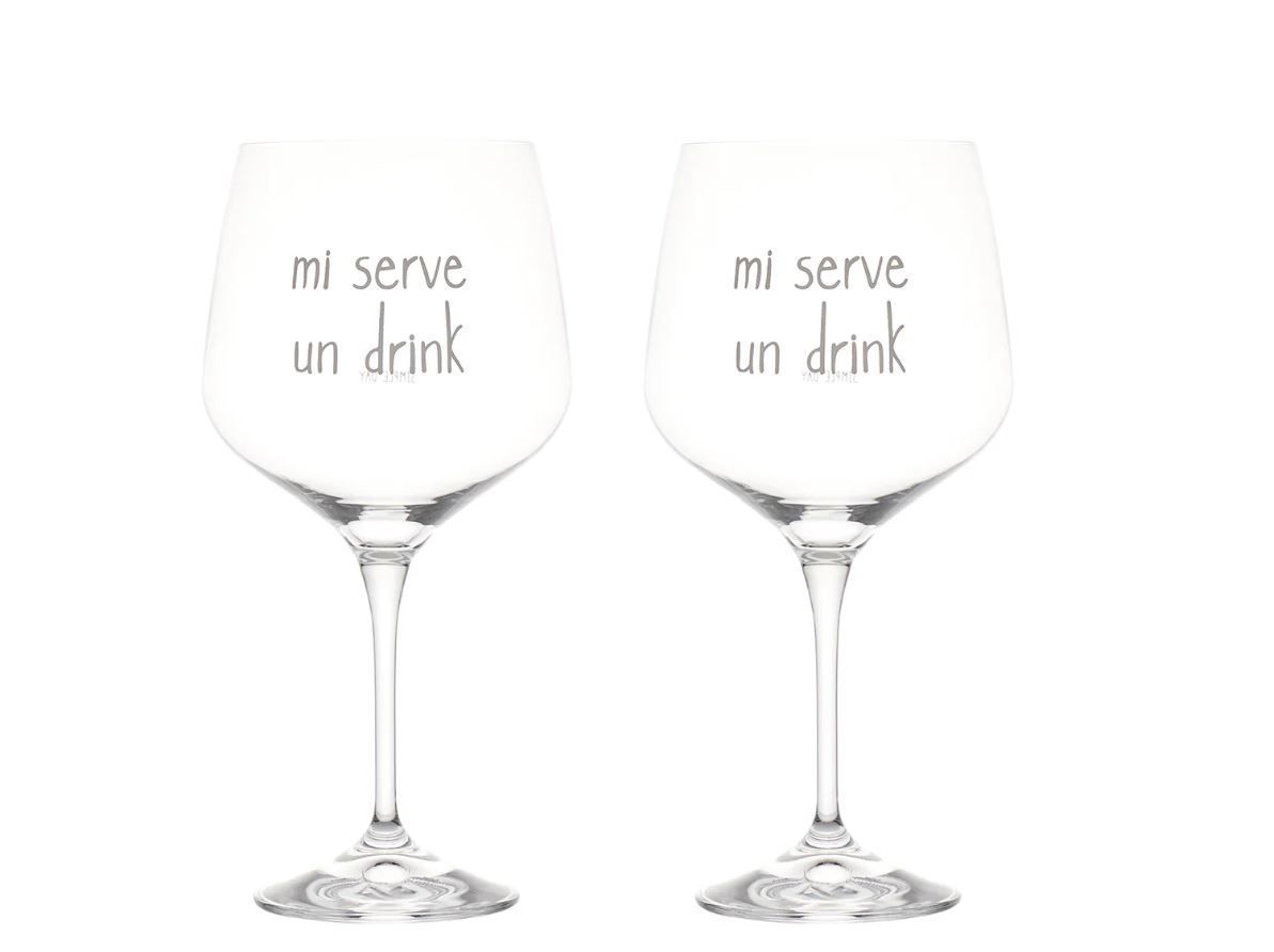Set 2 calici in vetro 82cl Mi Serve un Drink Simple Day Set 2 calici in vetro 82cl Mi Serve un Drink Simple Day