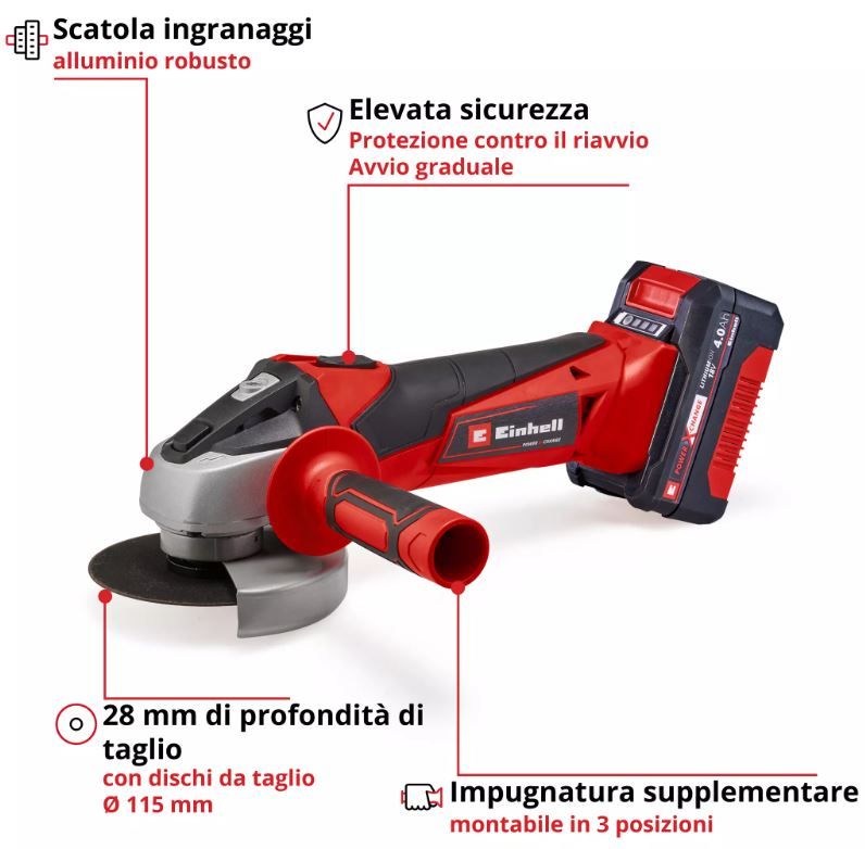Smerigliatrice angolare a batteria TC-AG 18/115 Li cod.4431133 Einhell