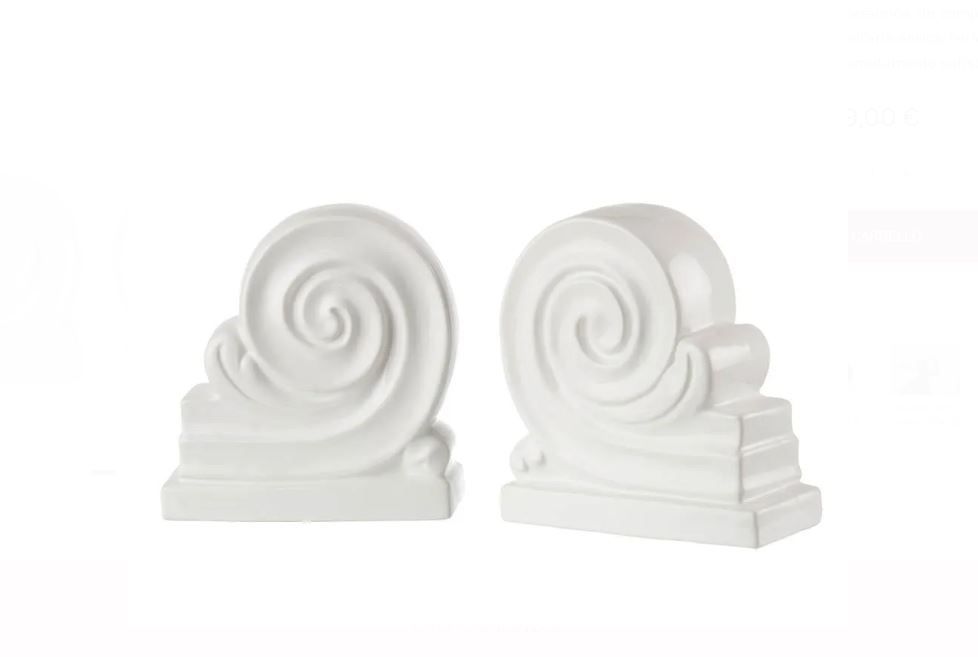 Set 2 fermalibri in ceramica bianca Capitello L'Oca Nera