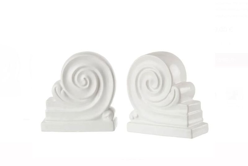 Set 2 fermalibri in ceramica bianca Capitello L'Oca Nera