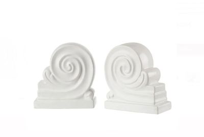 Set 2 fermalibri in ceramica bianca Capitello L'Oca Nera