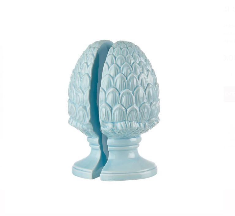 Set 2 fermalibri in ceramica celeste Pigna L'Oca Nera