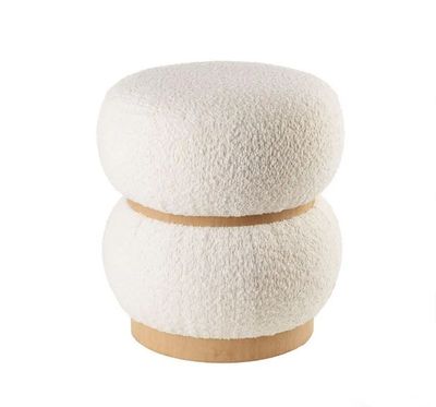 Pouf in legno e tessuto col.avorio L'Oca Nera