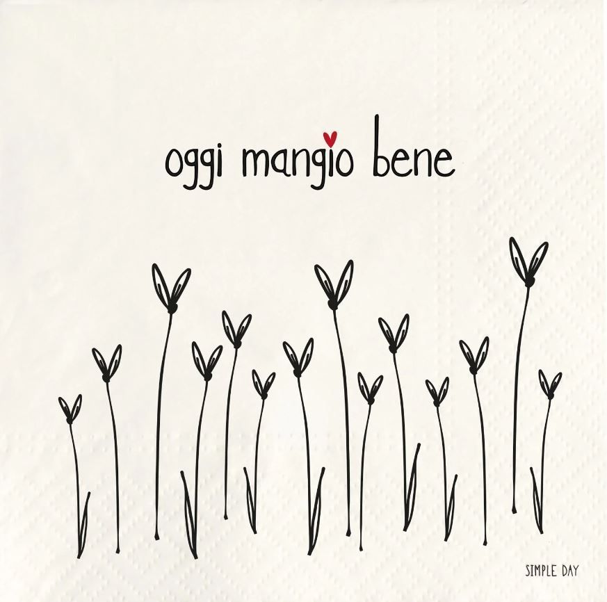 Set 20 tovaglioli carta Oggi Mangio Bene Simple Day