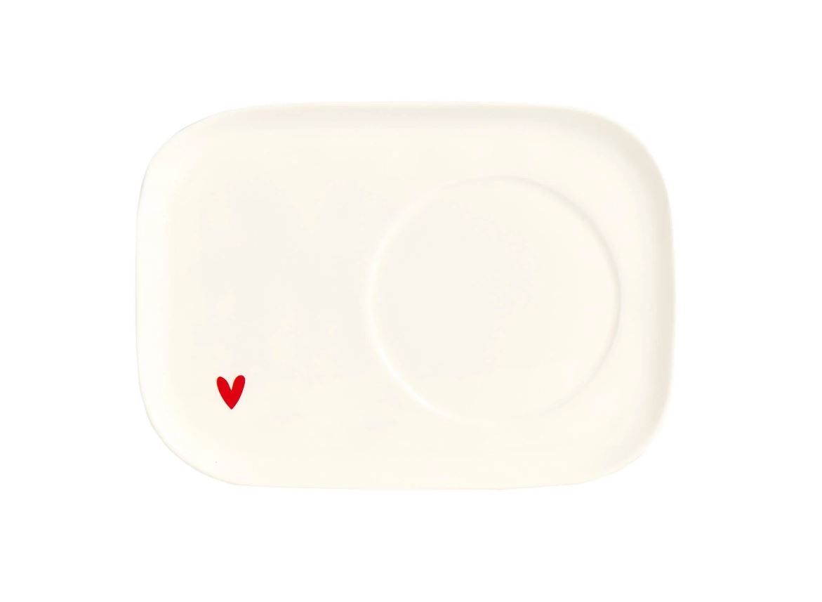 Piatto rettangolare 20x15 in gres Cuore rosso Simple Day