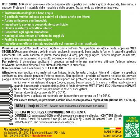 Protettivo consolidante effetto bagnato Wet Stone Eco lt.1 Fila Solutions