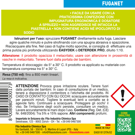Pulizia specifica per fughe ml.750 Fuganet Fila Solutions
