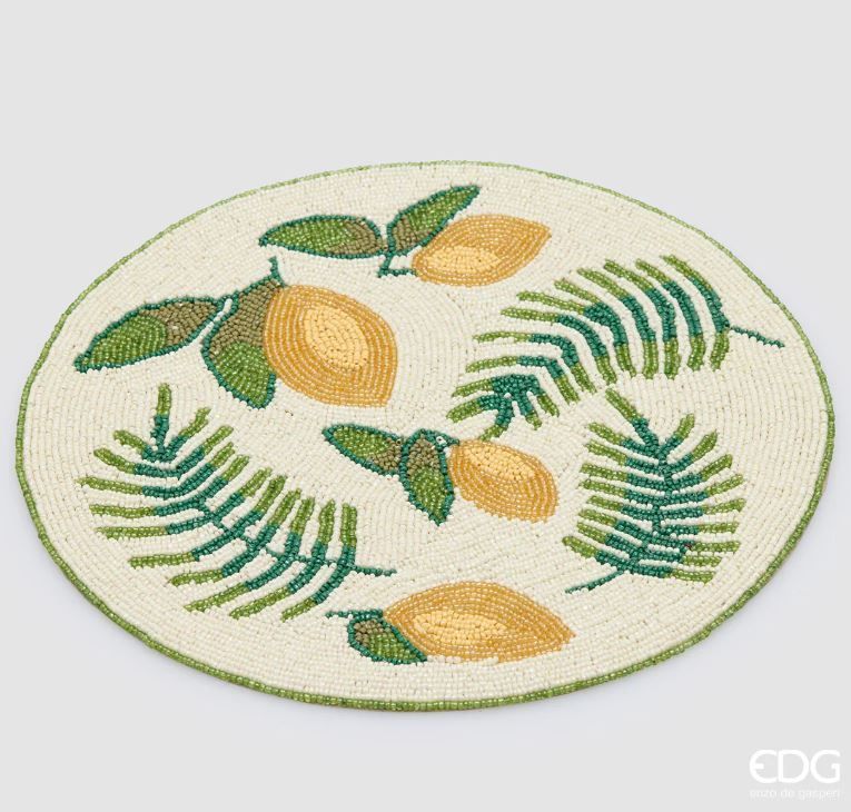 Sottopiatto rotondo perline limoni d.36 Edg Enzo De Gasperi Sottopiatto rotondo perline limoni d.36 Edg Enzo De Gasperi